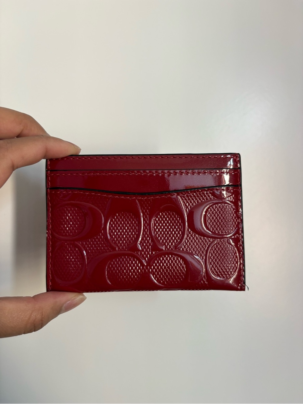 COACH Signature Leather Essential
Card Case in Ruby - Picture 2 of 3